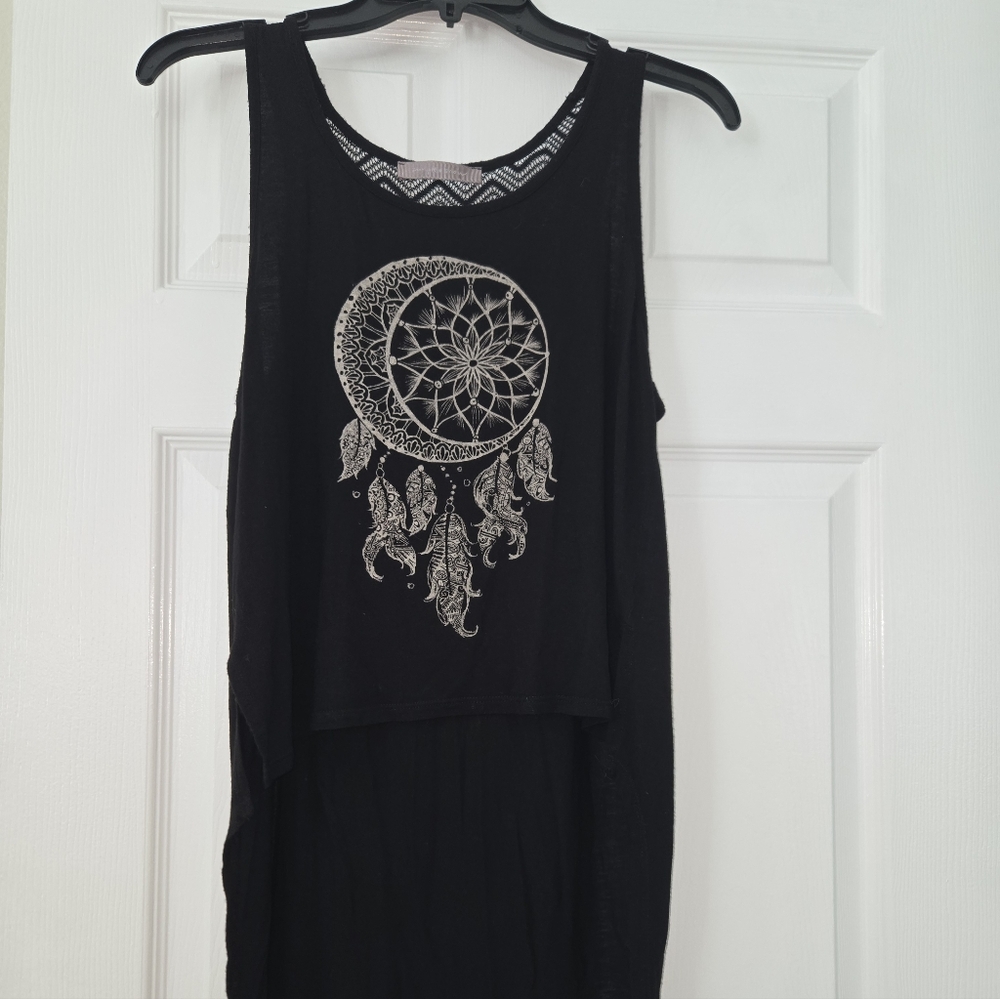 Purple Snow Black Mesh Top *NWOT